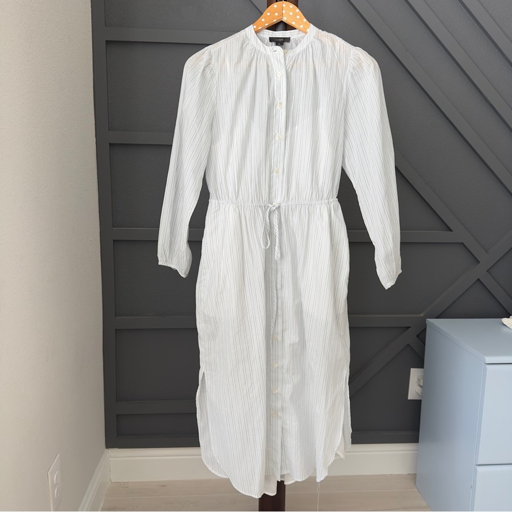 Tie-waist cotton voile midi dress in deck stripe